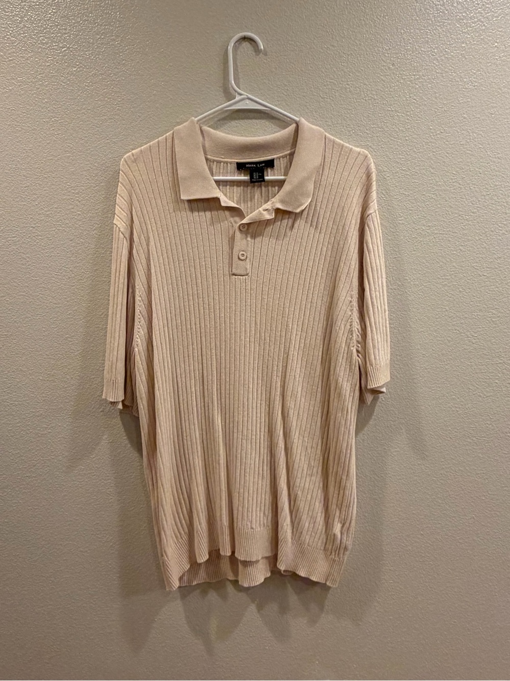 Men's Relaxed Ribbed Polo Shirt in Beige